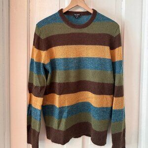 Todd Snyder Striped Mohair Crew in Olive